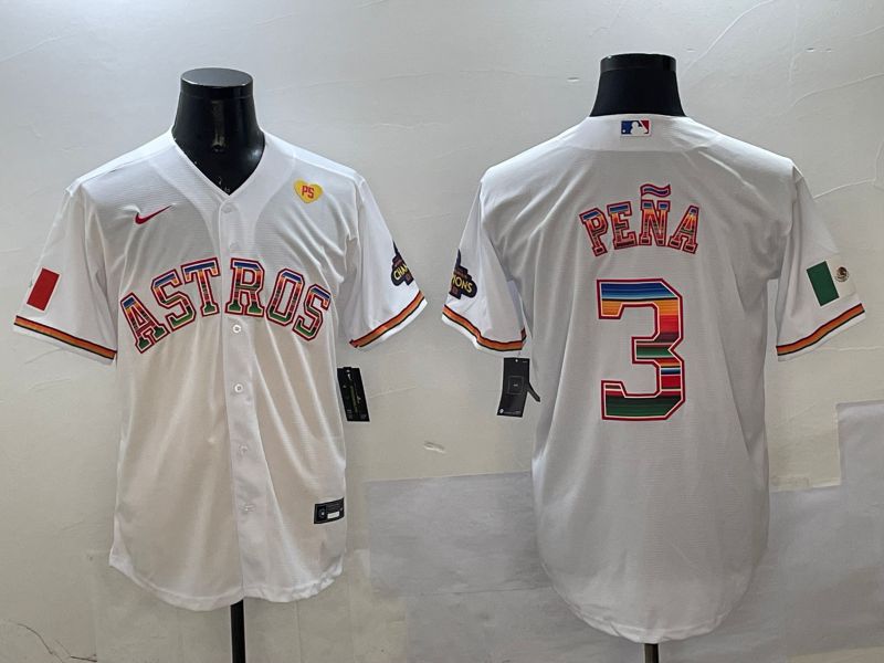 Men Houston Astros #3 Pena White Mexico 2025 Nike MLB Jersey style 2->houston astros->MLB Jersey